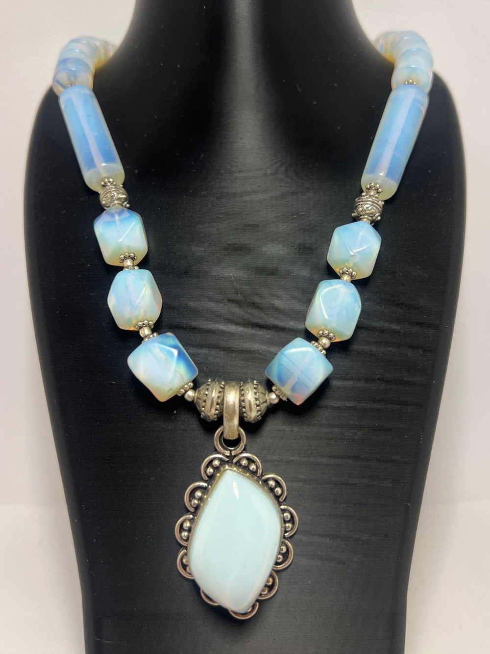 Vintage Opaline Glass Statement Necklace
